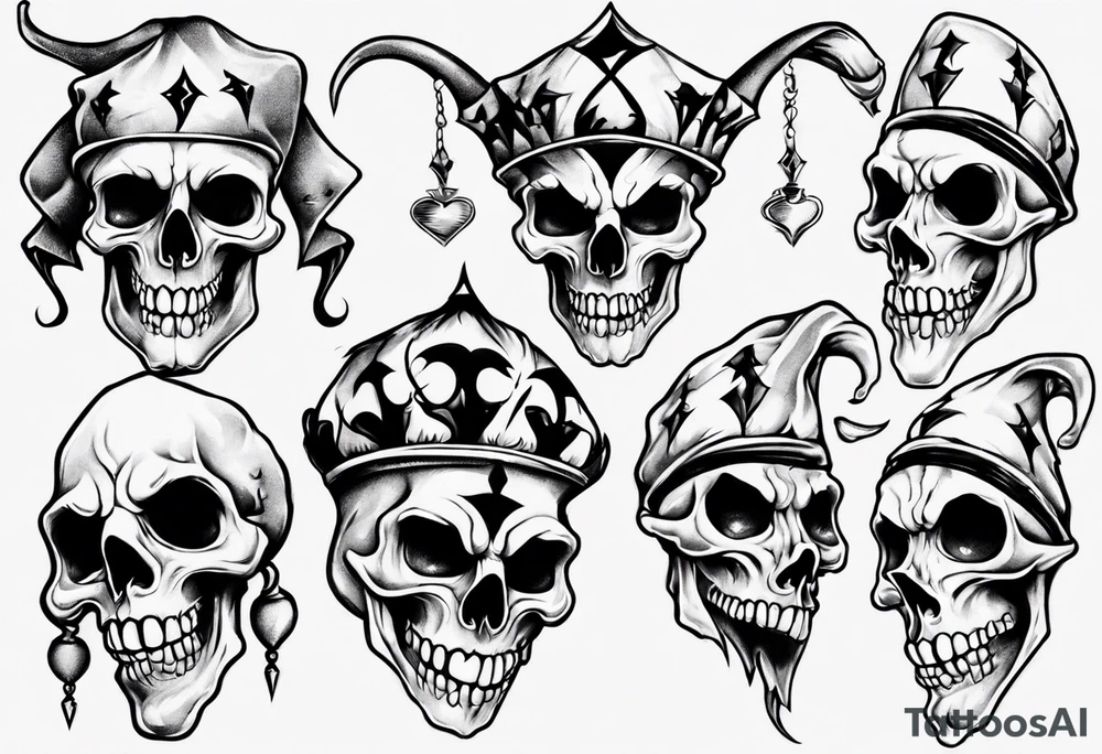 jester skull tattoo idea