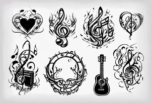 music stave hearth tattoo idea