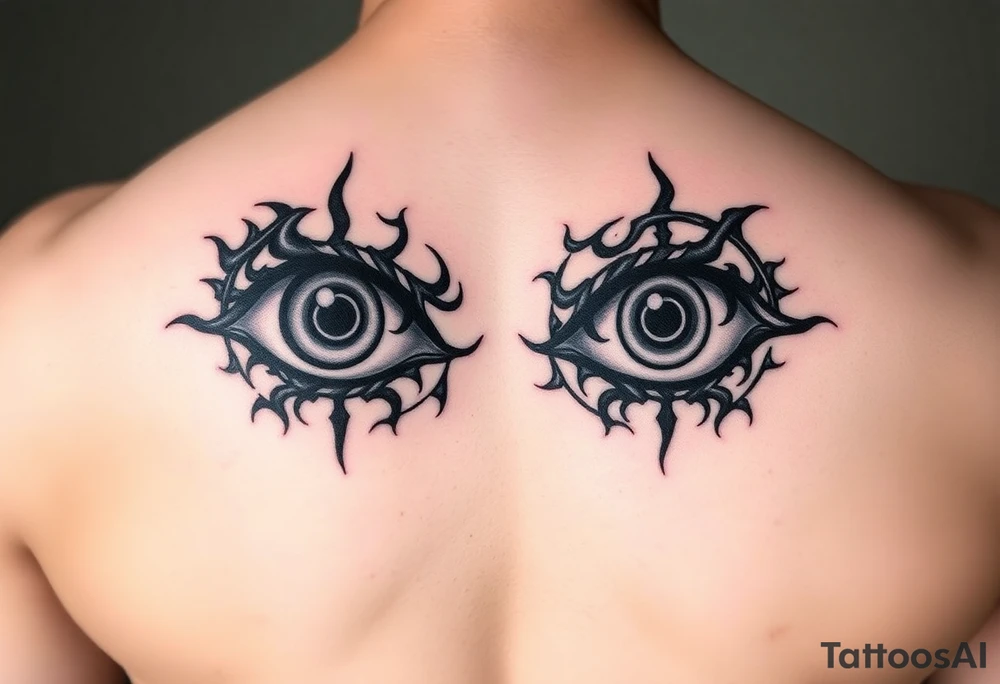 Itachi and Sasuke's mangekyo sharingan eyes side by side tattoo idea