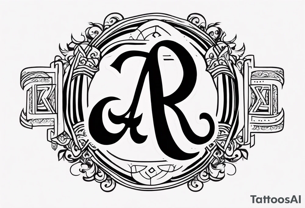 A headband with the letters A R in the middle tattoo idea