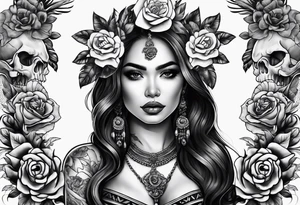 Chicano girl and skull tattoo idea