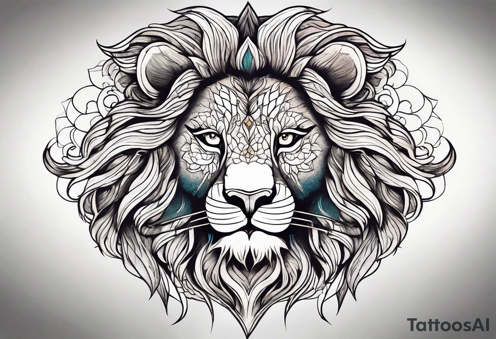 powerful majestic lion, close-up tattoo idea