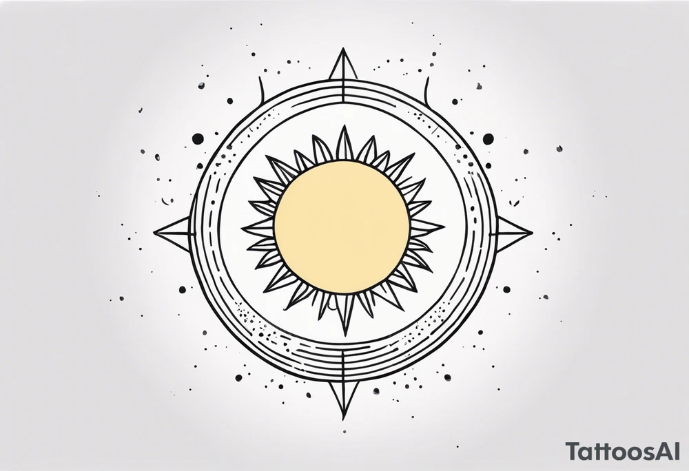 simplistic sun made of black dots tattoo idea