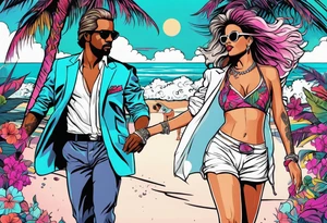 1980's miami vice style beach dance 
party, tattoo idea