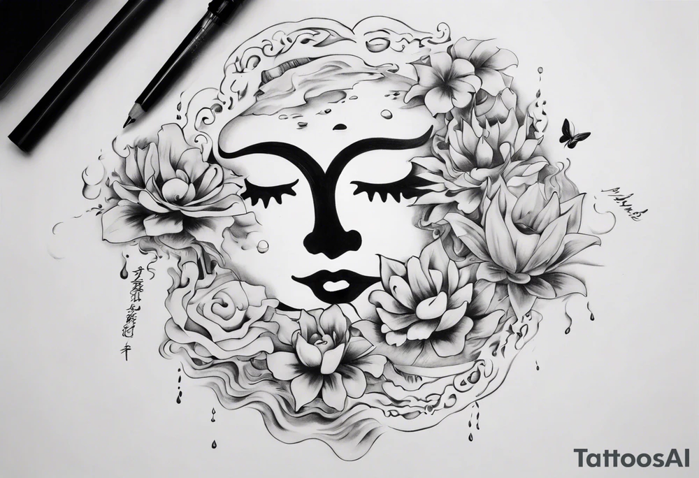 “ I think the meaning of my happiness is you” lyrics with hints of water movement, true love tattoo idea