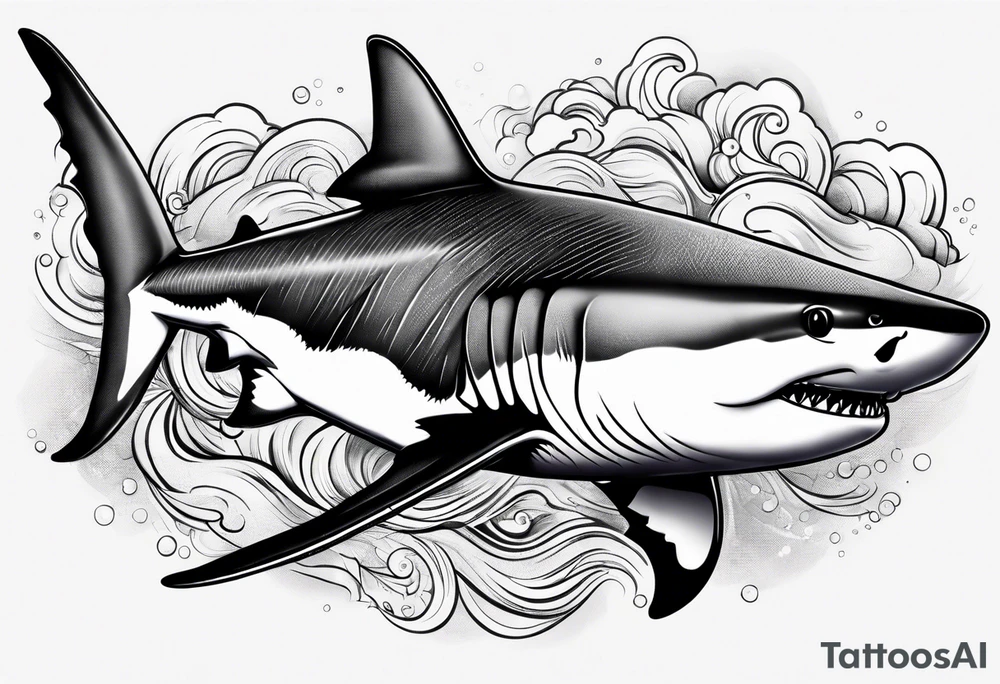 tiger shark with cool texture pattern top view tattoo idea