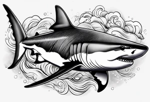 tiger shark with cool texture pattern top view tattoo idea