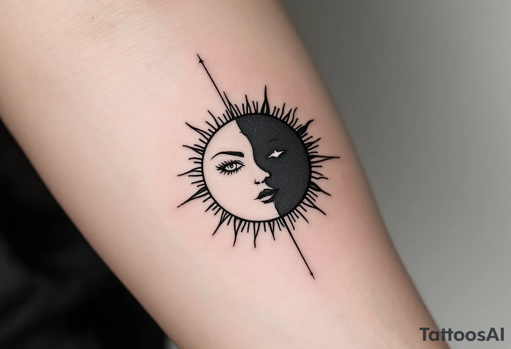 sunface (sunsign in aquarius) & moonface (moonsign in pisces) astrology / yang and yang / apple emojis inspired tattoo idea