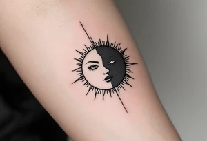 sunface (sunsign in aquarius) & moonface (moonsign in pisces) astrology / yang and yang / apple emojis inspired tattoo idea