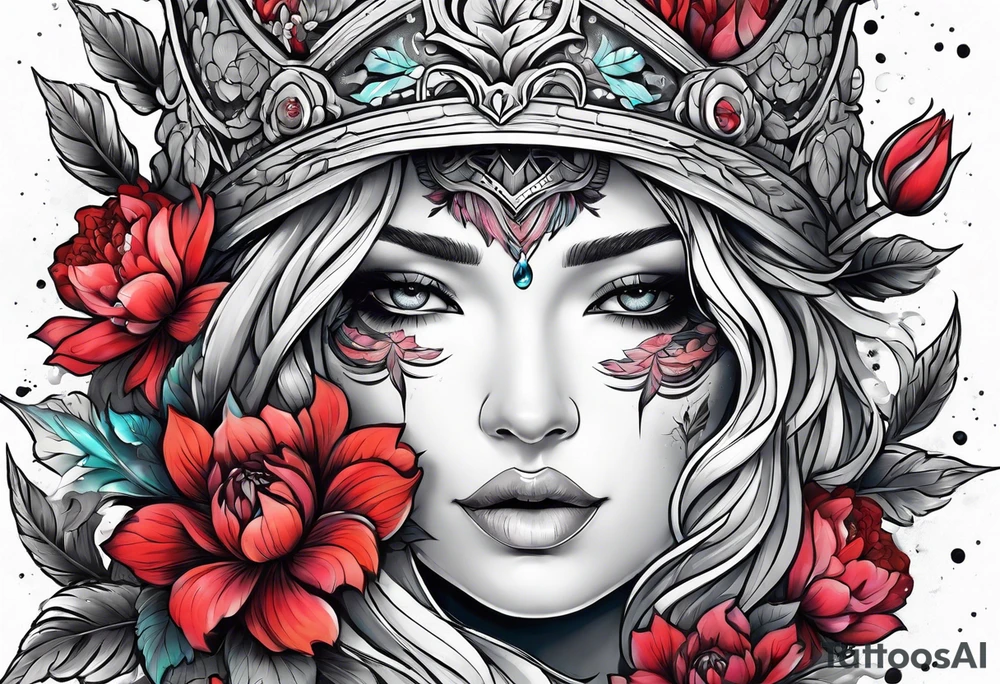 warrior, snow, flower tattoo idea