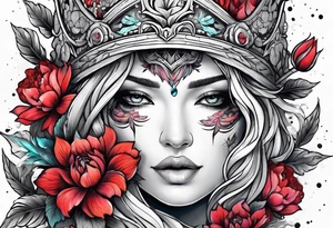 warrior, snow, flower tattoo idea
