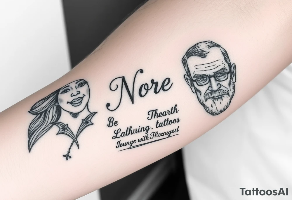 A full selves with my grandparents name Anne, Nora, George and add this bible verse Joshua 1:9: "Be strong and courageous. Do not be afraid; do not be discouraged, for the Lord your God will be with you wherever you go tattoo idea