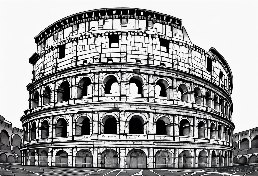 colosseum with cobble stone tattoo idea