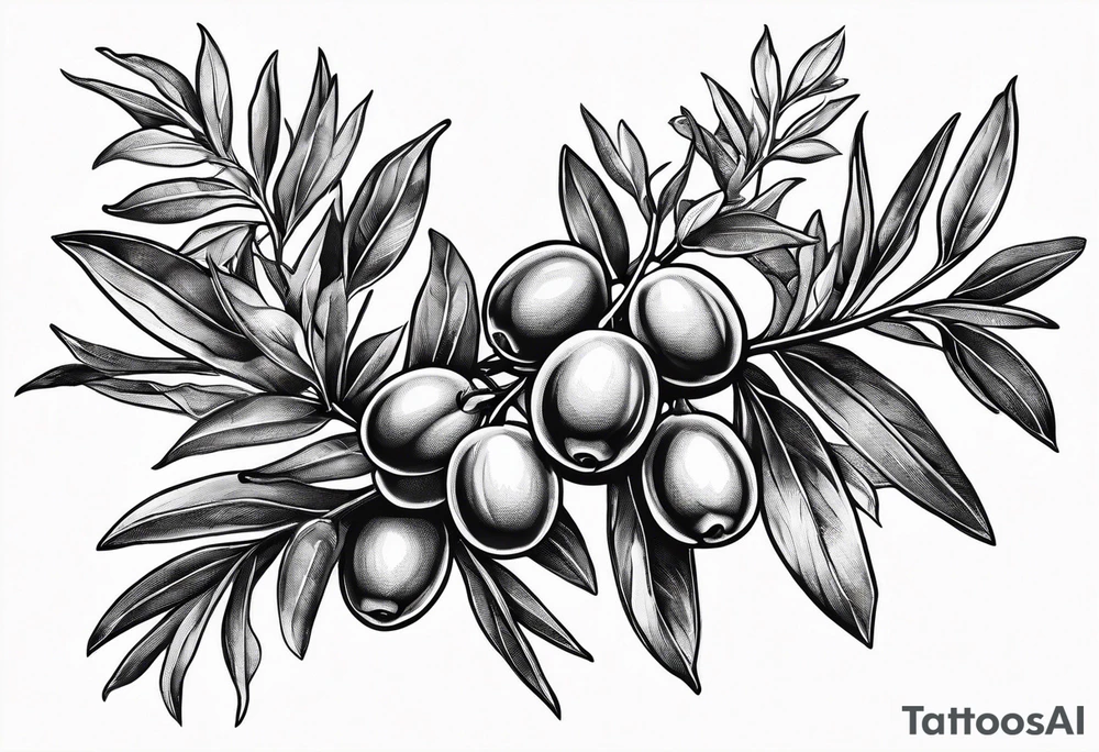 An olive branch that fades into a thornvine tattoo idea