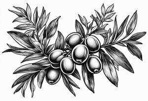 An olive branch that fades into a thornvine tattoo idea
