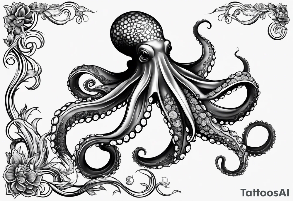 Octopus around lower leg tattoo idea