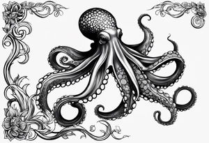 Octopus around lower leg tattoo idea