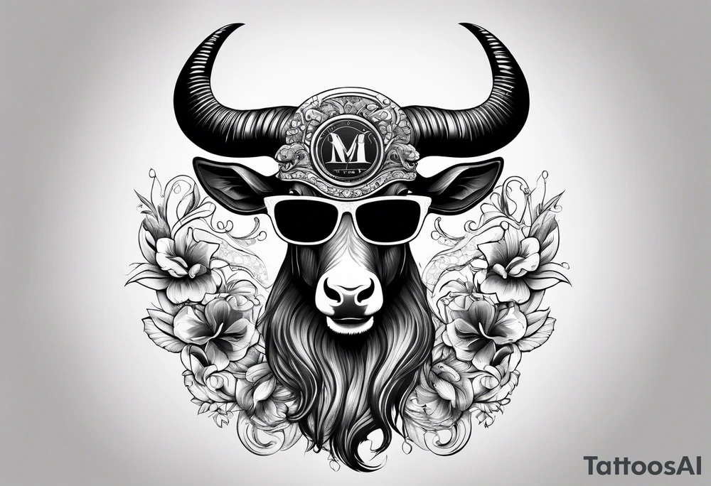 capricorn with sunglasses and gun tattoo idea
