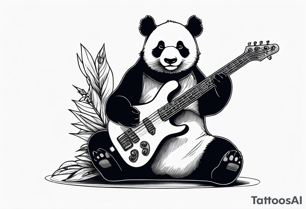 A panda playing the bass guitar tattoo idea