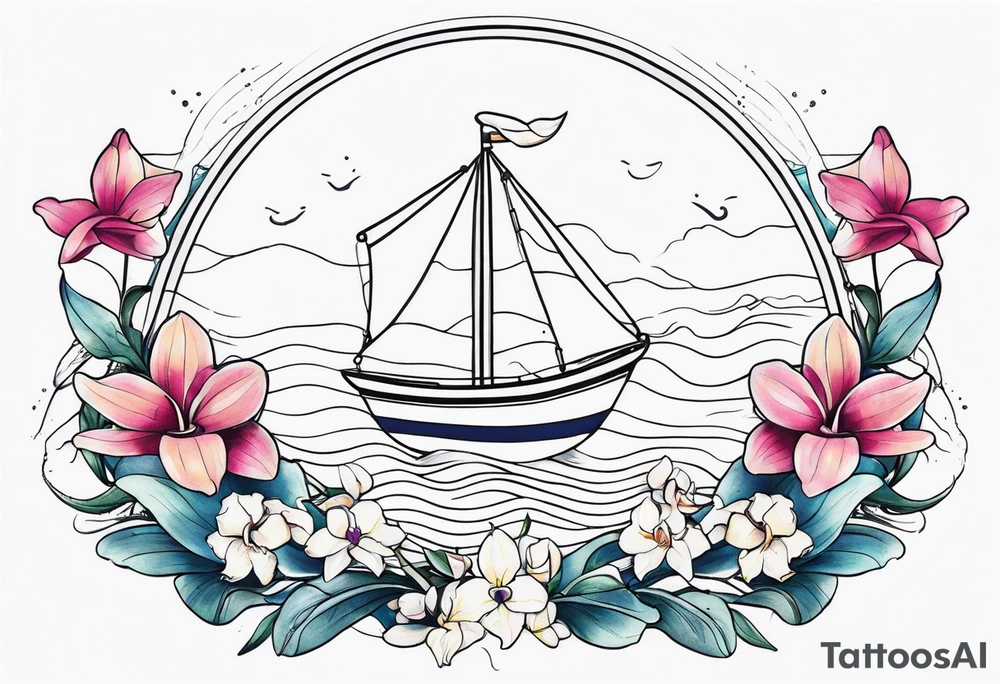 An anchor and orchids and a whale tattoo idea