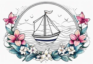 An anchor and orchids and a whale tattoo idea