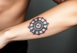 vintage roman numerals within ornate clockwork mechanism tattoo idea