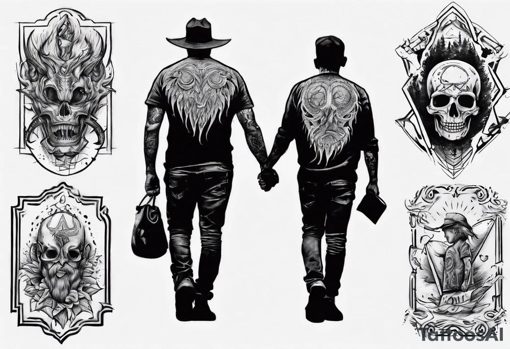 dad and son walks away tattoo idea