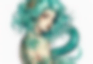 A beautiful lamia with turquois scales and teal hair. tattoo idea