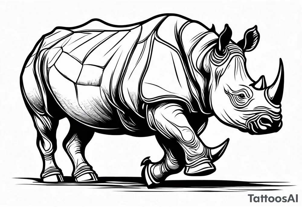 Rhino carrying a football like a running back tattoo idea