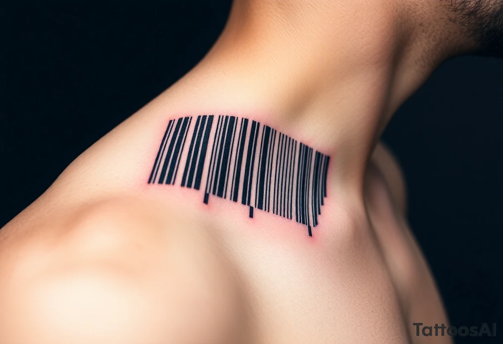 A barcode where the lines glitch and distort at the edges, symbolizing a love that breaks traditional codes. tattoo idea