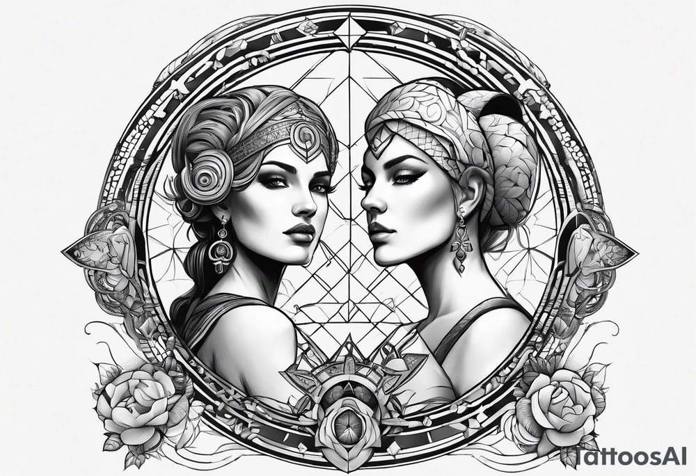 I want an image of Aries man, Cancer woman and Libra that balances these two. tattoo idea