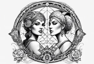 I want an image of Aries man, Cancer woman and Libra that balances these two. tattoo idea