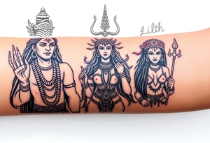 Lord Shiva, Godess Kali and Godess Lilith together. tattoo idea