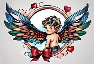 fly boy wings and a bow, cupido tattoo idea