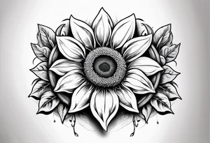A steel horseshoe with a sunflower in the center tattoo idea