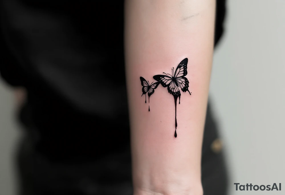 Two butterflyes with blood driping tattoo idea