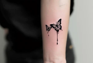 Two butterflyes with blood driping tattoo idea