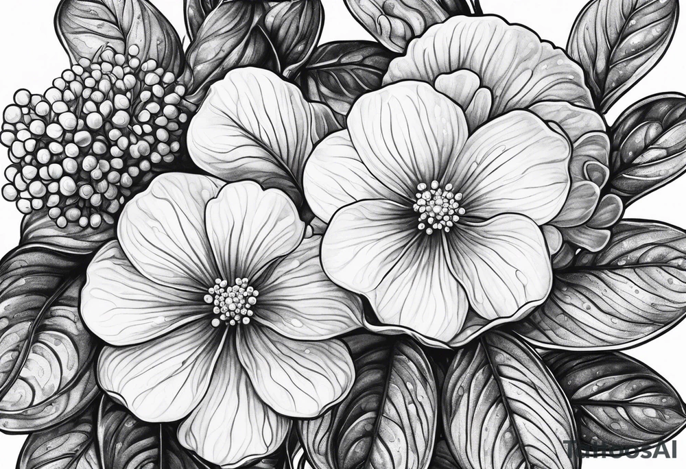 diphylleia grayi with water droplets tattoo idea