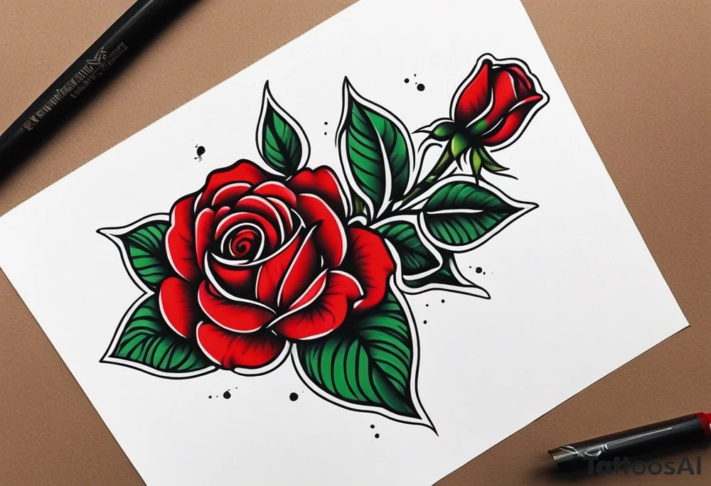 red rose, Mexican hat tattoo idea