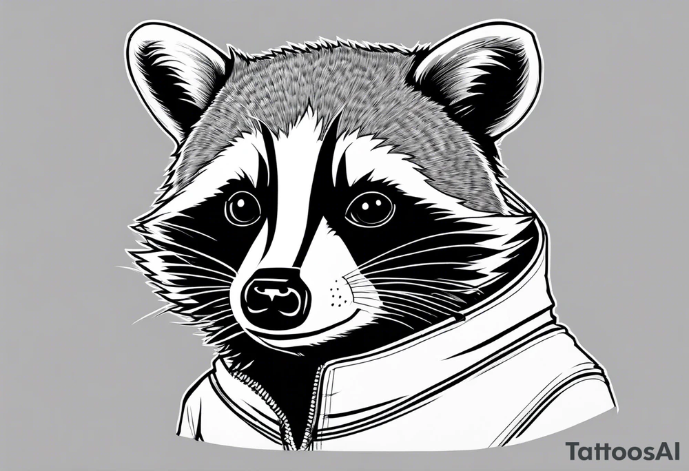 raccoon wearing a Superman hoodie tattoo idea