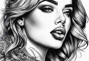 Female licking lips tattoo idea