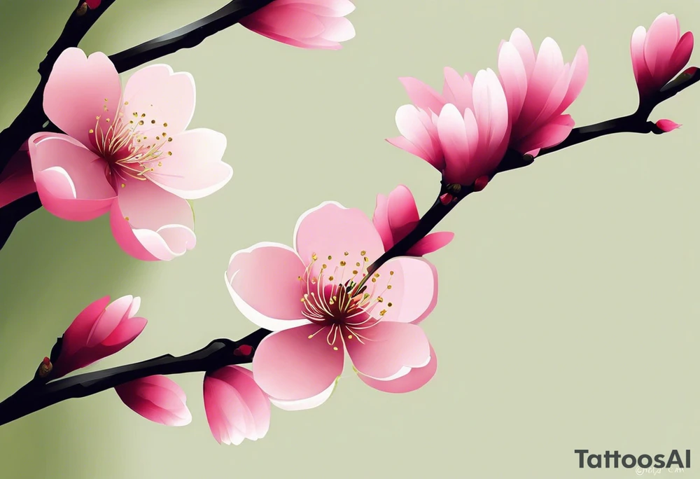 i want a cherry blossom branch to sprout out from the shoulder, then travel down to my arm and wrap around my bicep once, this bit can be floral, then it needs to narrow down and fit through a 7 cm gap in on my forearm then eventually ending in a 10 cm gap on my wrist, this gap can be filled with more blossom flora, this tattoo needs to go all the way down my arm so it needs to be long, the tattoo will start at my shoulder and go all the way down my arm tattoo idea