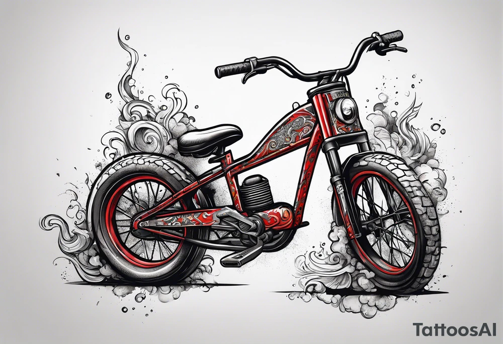 shotgun dumptruck bmx mtb racecare concrete tattoo idea