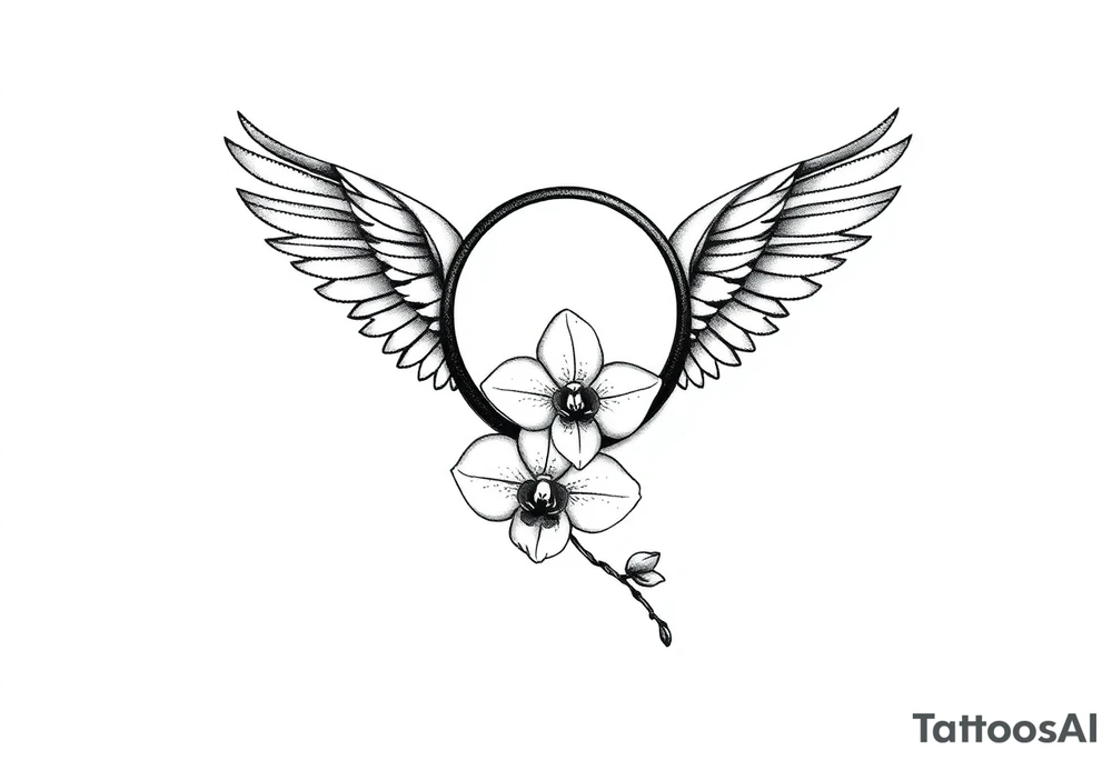 Infinity loop with wings and a small orchid tattoo idea Infinity loop with wings and a small orchid tattoo idea