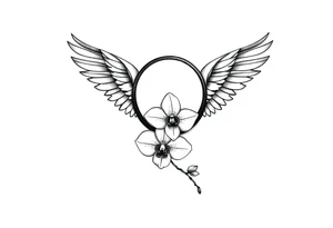 Infinity loop with wings and a small orchid tattoo idea