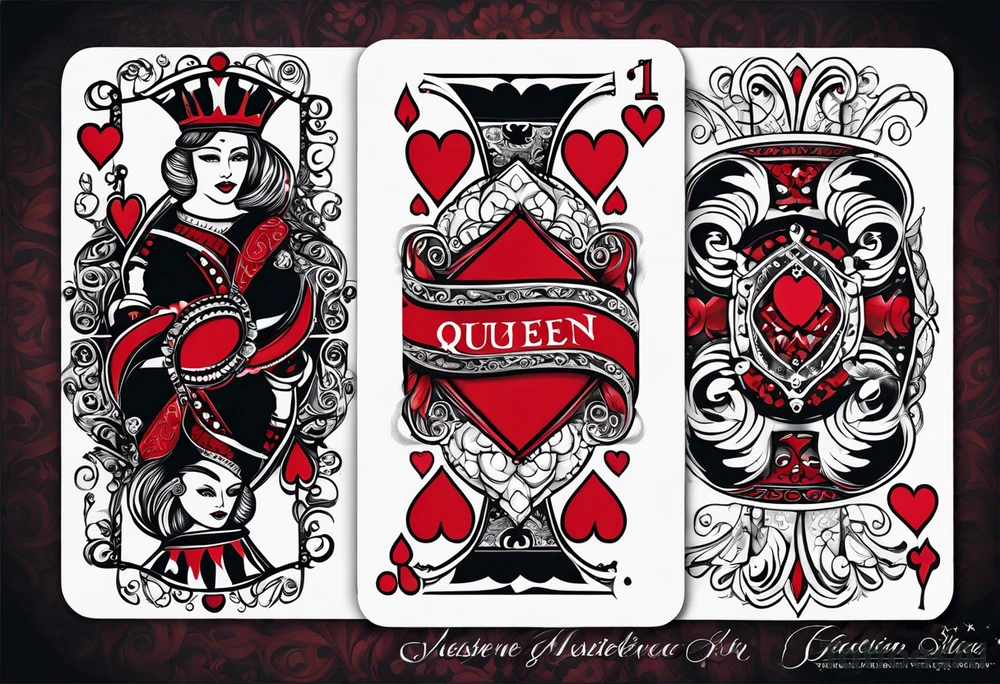 queen of hearts card  -on forearm - with text saying "queen starleen" tattoo idea