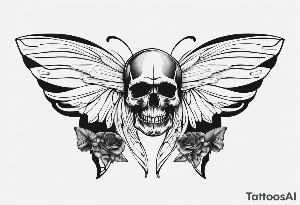 Butterfly wings with skull details tattoo idea