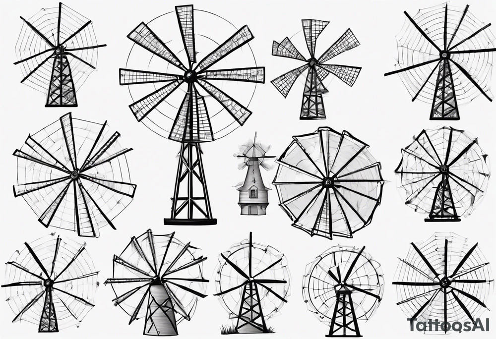 The mathematical dutch windmill graph from graph theory that is cute, with vertices and edges, not an actual wind tattoo idea