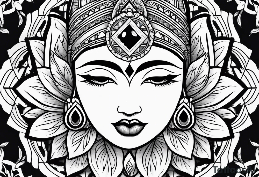 Hamsa and lotus flower sleeve tattoo idea