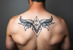 Subliminal geometric aries and taurus combine tattoo idea
